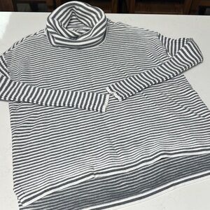 Chico's Black and White Striped Turtleneck